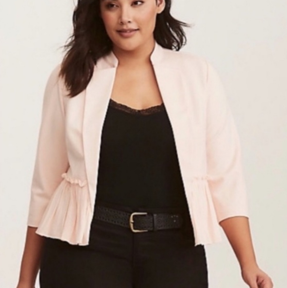NWOT Torrid Pink Ponte and Chiffon Peplum Blazer